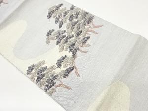 手織り真綿紬曲線に松模様織出し名古屋帯